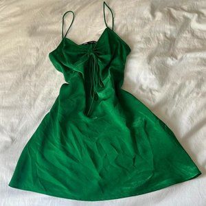Beauitful Green Silk Flowy Mini Dress
